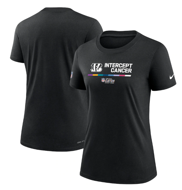 Women's Cincinnati Bengals 2022 Black Crucial Catch Performance T-Shirt(Run Small)